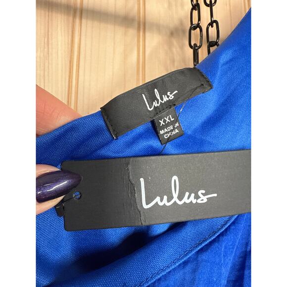 NWT Lulus Goddess Aura Cobalt Blue Satin One-Shoulder Maxi Dress Bridesmaid XXL - Picture 6 of 9